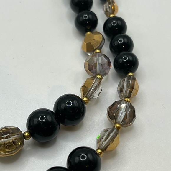 VINTAGE Double Strand‎ Black Beads Glass Beads Necklace - Picture 6 of 9